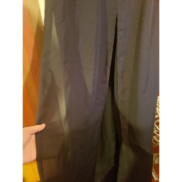 Vintage 1980s Black Wide Leg Sheer Overlay Pants Chic Gothic - Picture 2 of 4